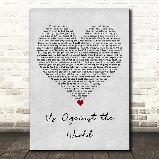 Christina Milian Us Against the World Grey Heart Song Lyric Art Print