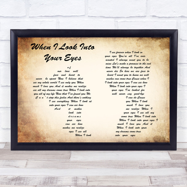 Firehouse When I Look Into Your Eyes Man Lady Couple Song Lyric Quote Print