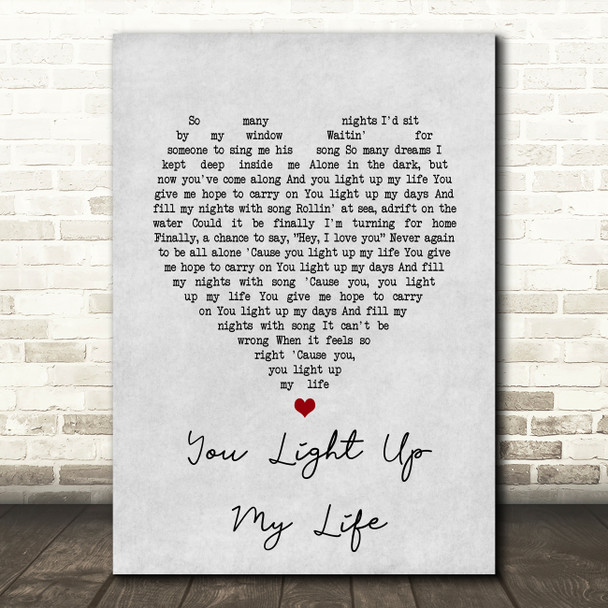 Debby Boone You Light Up My Life Grey Heart Song Lyric Art Print