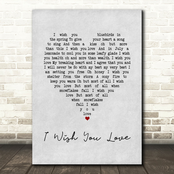 Sam Cooke I Wish You Love Grey Heart Song Lyric Art Print