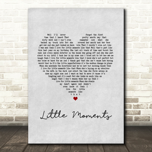Brad Paisley Little Moments Grey Heart Song Lyric Art Print