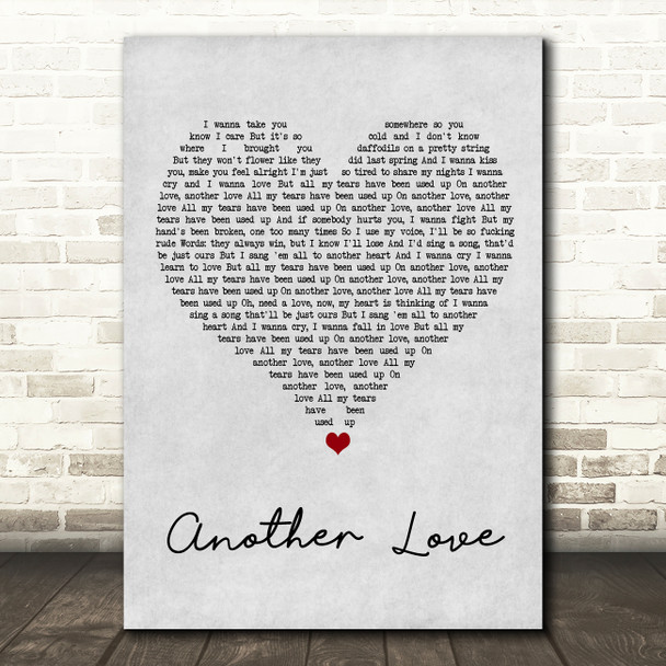 Tom Odell Another Love Grey Heart Song Lyric Art Print