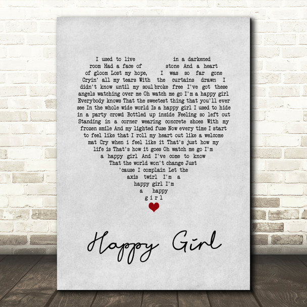 Martina McBride Happy Girl Grey Heart Song Lyric Art Print