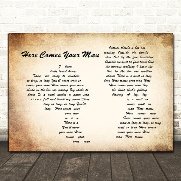 Pixies Here Comes Your Man Man Lady Couple Song Lyric Quote Print