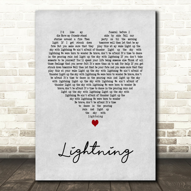 Lucy Spraggan Lightning Grey Heart Song Lyric Art Print