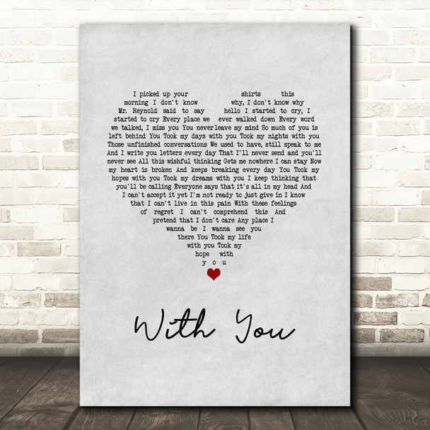 Amanda Holden With You Grey Heart Song Lyric Art Print