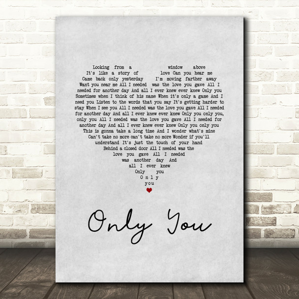 Becky Hill Only You Grey Heart Song Lyric Art Print