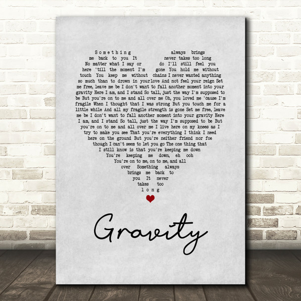 Sara Bareilles Gravity Grey Heart Song Lyric Art Print