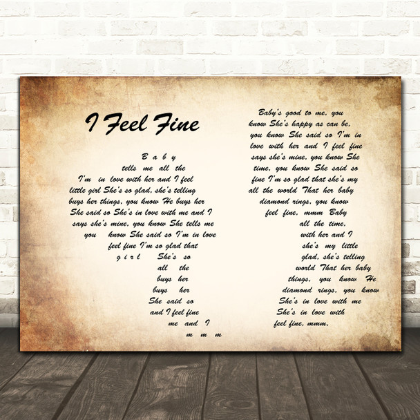 The Beatles I Feel Fine Man Lady Couple Song Lyric Quote Print