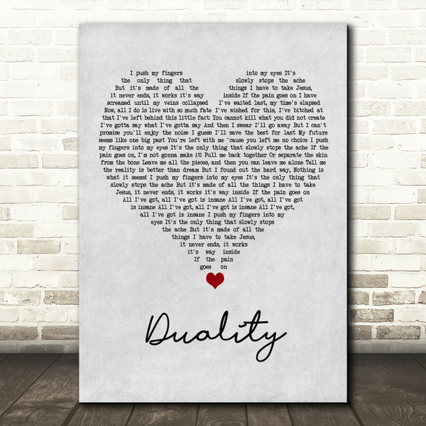 Slipknot Duality Grey Heart Song Lyric Art Print