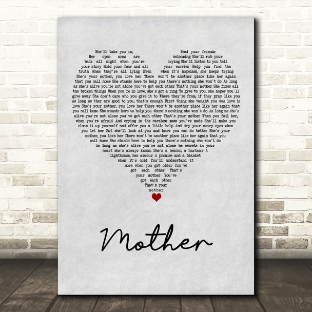 Sugarland Mother Grey Heart Song Lyric Art Print