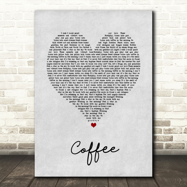 Miguel coffee Grey Heart Song Lyric Art Print