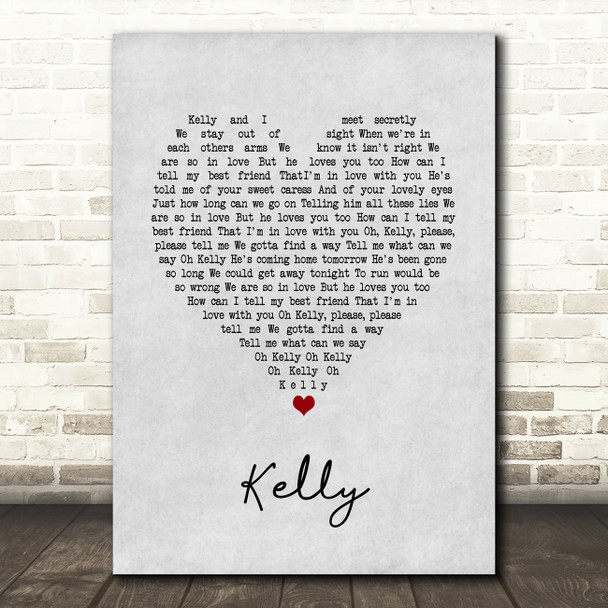 Sydney Devine Kelly Grey Heart Song Lyric Art Print