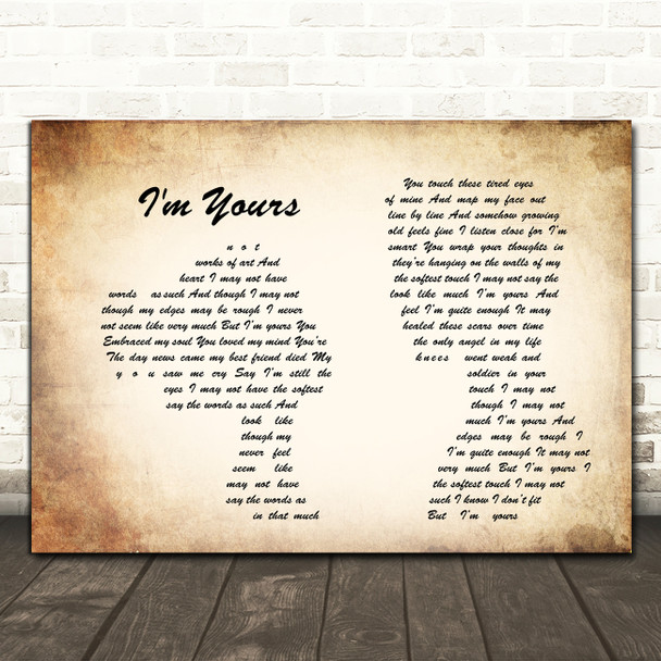 The Script I'm Yours Man Lady Couple Song Lyric Quote Print