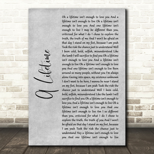 Ziggy Marley A Lifetime Grey Rustic Script Song Lyric Art Print