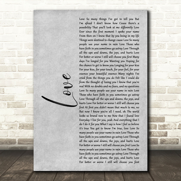 Musiq Soulchild Love Grey Rustic Script Song Lyric Art Print