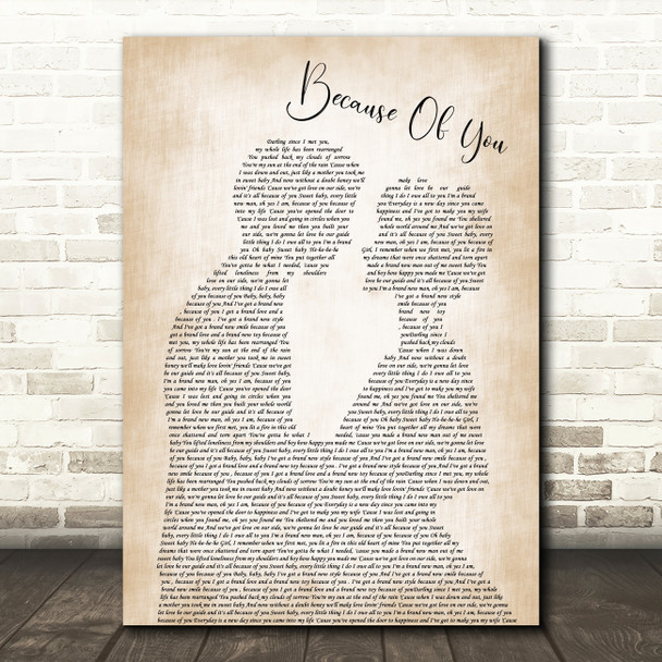 Jackie Wilson Because Of You Man Lady Bride Groom Wedding Song Lyric Art Print