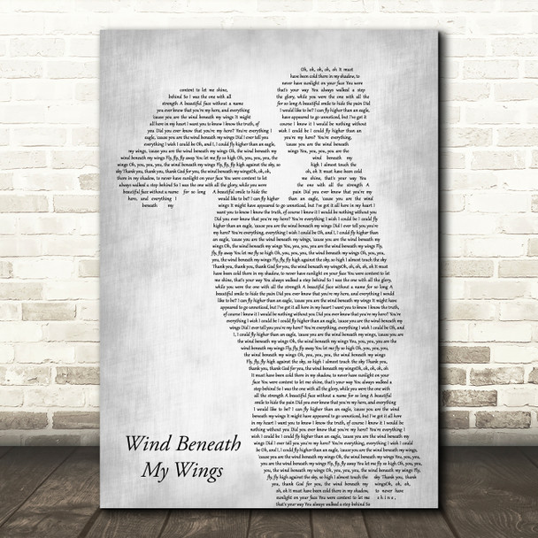 Bette Midler Wind Beneath My Wings Mother & Child Grey Song Lyric Art Print