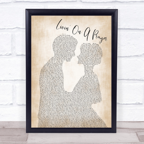 Bon Jovi Livin' On A Prayer Man Lady Bride Groom Wedding Song Lyric Quote Print