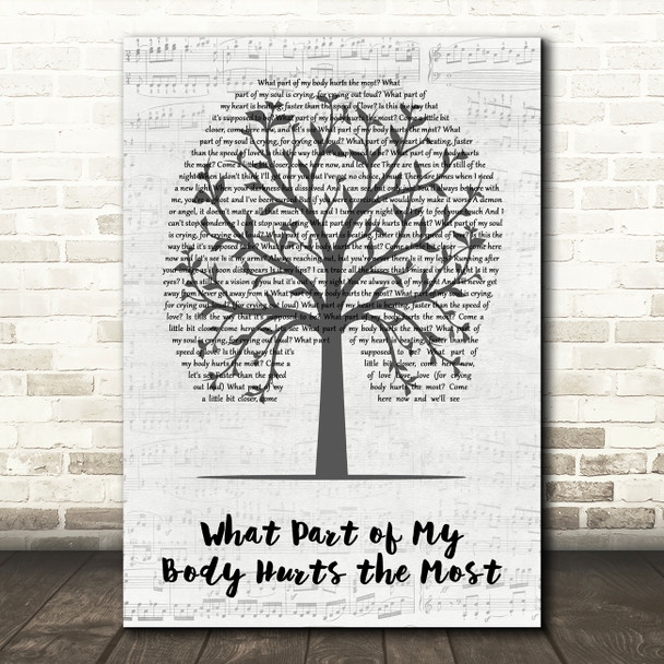 Jim Steinman What Part of My Body Hurts the Most Music Script Tree Song Lyric Art Print