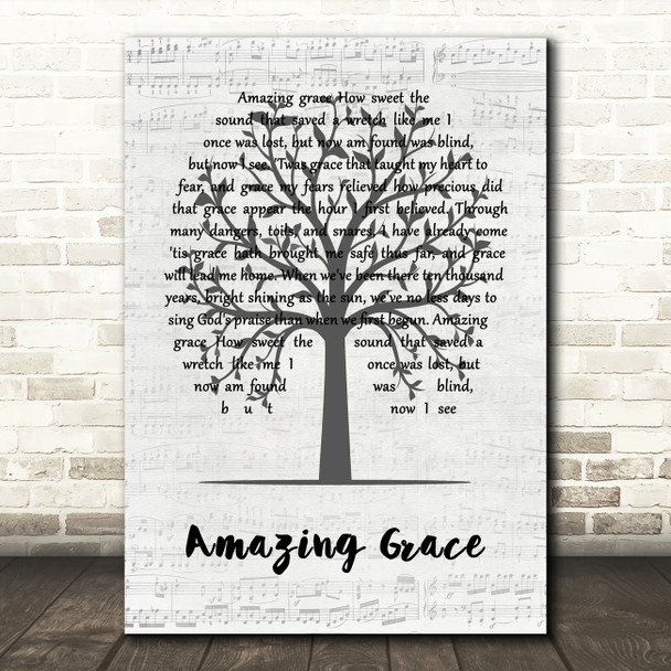 Alan Jackson Amazing Grace Music Script Tree Song Lyric Art Print