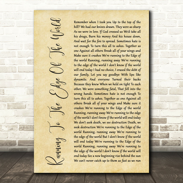 Marilyn Manson Running To The Edge Of The World Rustic Script Song Lyric Art Print