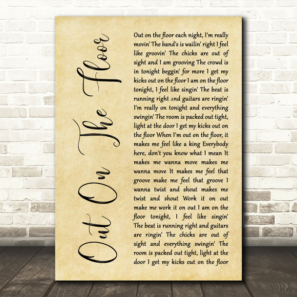 Dobie Gray Out On The Floor Rustic Script Song Lyric Art Print