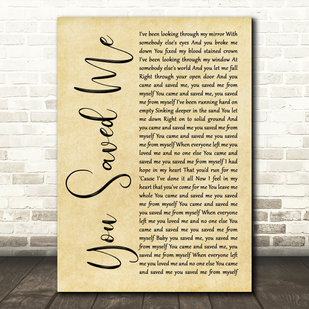 Skunk Anansie You Saved Me Rustic Script Song Lyric Art Print