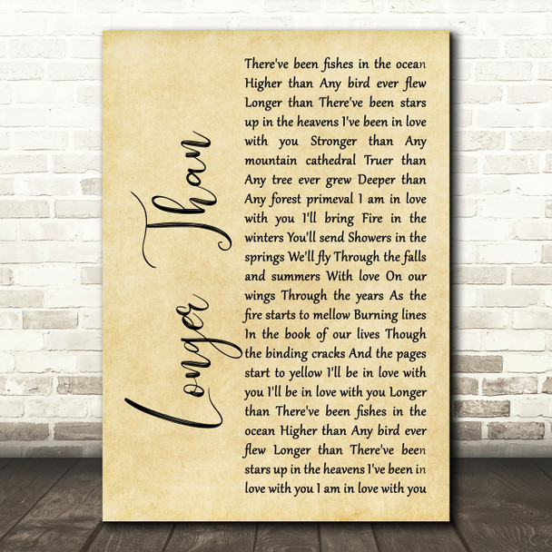 Dan Fogelberg Longer Than Rustic Script Song Lyric Art Print