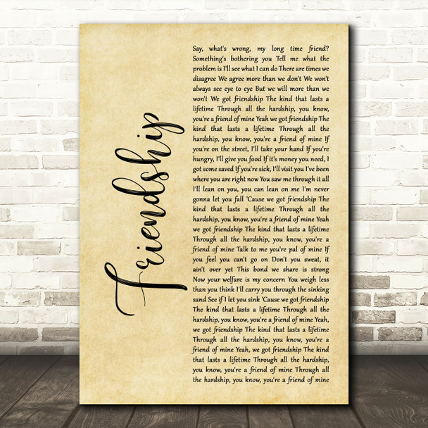 Chris Stapleton Friendship Rustic Script Song Lyric Art Print