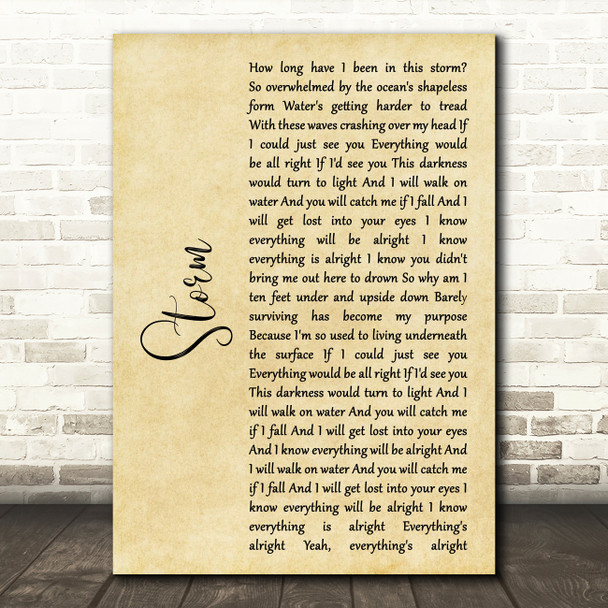 Lifehouse Storm Rustic Script Song Lyric Art Print