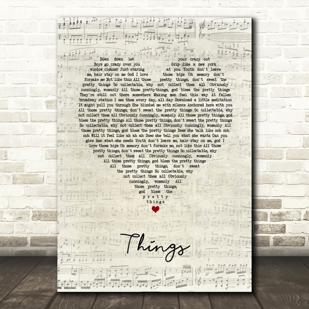 Robbie Williams Things Script Heart Song Lyric Art Print