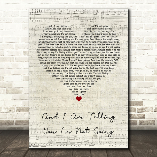 Jennifer Hudson And I Am Telling You I'm Not Going Script Heart Song Lyric Art Print