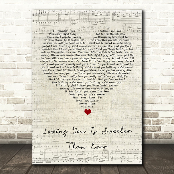 Four Tops Loving You Is Sweeter Than Ever Script Heart Song Lyric Art Print