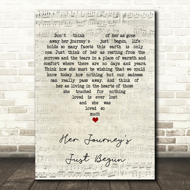 Ellen Brenneman Her Journey's Just Begun Script Heart Song Lyric Art Print