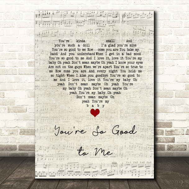 The Beach Boys You're So Good to Me Script Heart Song Lyric Art Print