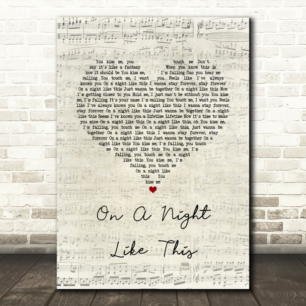 Kylie Minogue On a Night Like This Script Heart Song Lyric Art Print