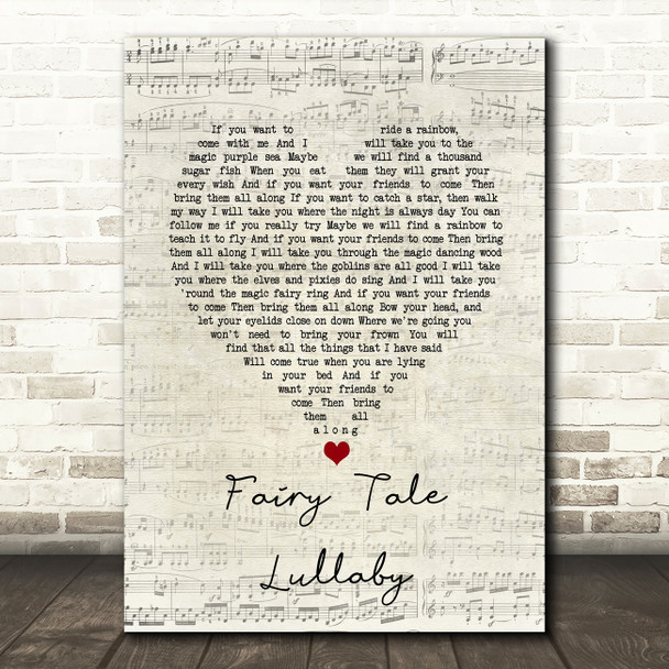 John Martyn Fairy Tale Lullaby Script Heart Song Lyric Art Print