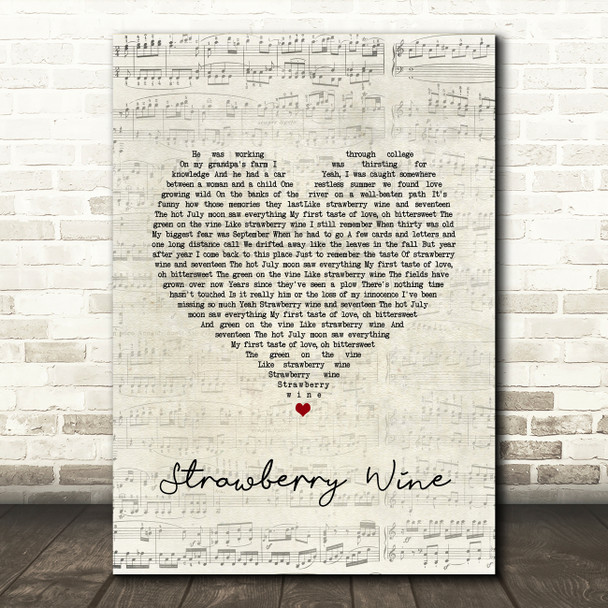 Deana Carter Strawberry Wine Script Heart Song Lyric Art Print