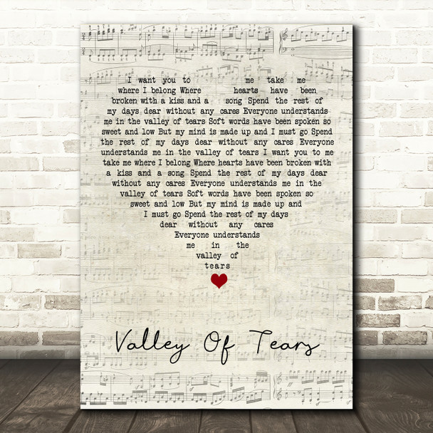 Buddy Holly Valley Of Tears Script Heart Song Lyric Art Print