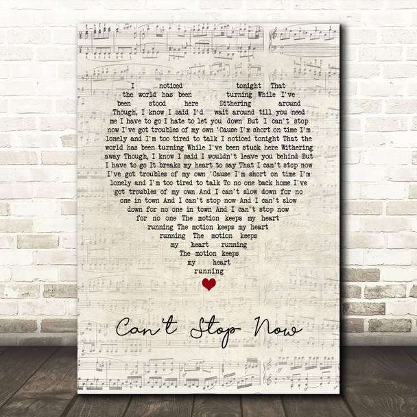 Keane Can't Stop Now Script Heart Song Lyric Art Print