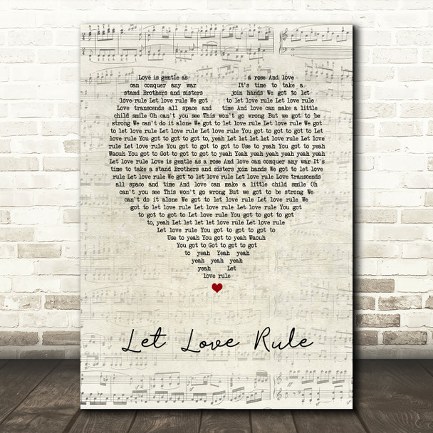 Lenny Kravitz Let Love Rule Script Heart Song Lyric Art Print