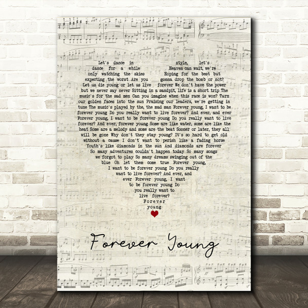 Becky Hill Forever Young Script Heart Song Lyric Art Print