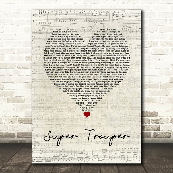 ABBA Super Trouper Script Heart Song Lyric Art Print