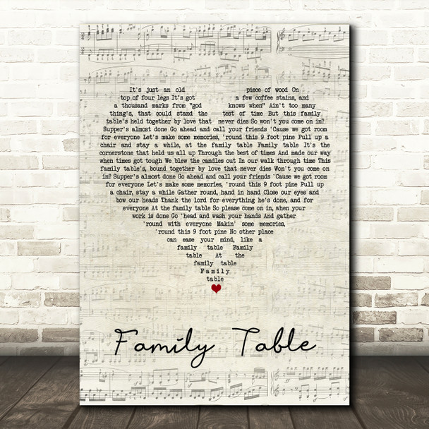 Zac Brown Band Family Table Script Heart Song Lyric Art Print