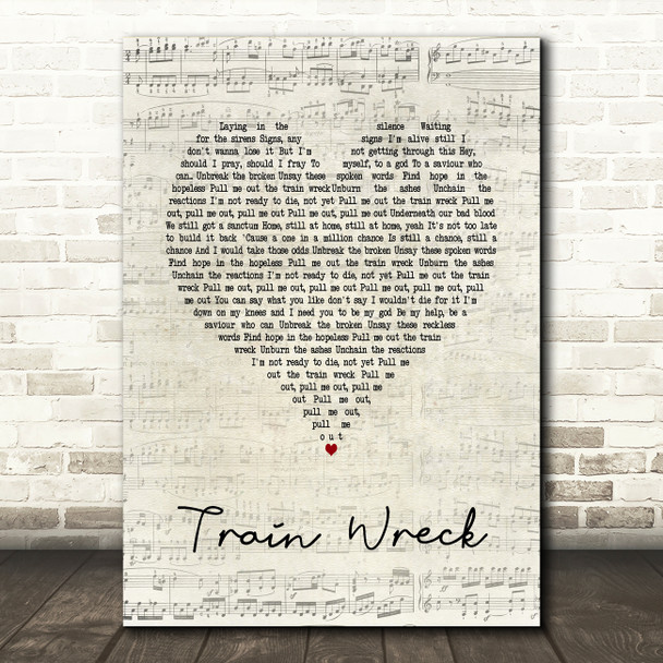 James Arthur Train Wreck Script Heart Song Lyric Art Print