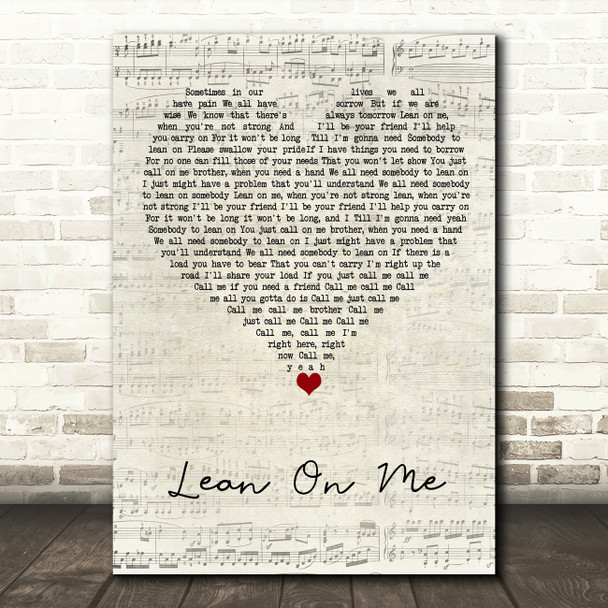 Beverley Knight, Joss Stone, Omar Lean On Me Script Heart Song Lyric Art Print