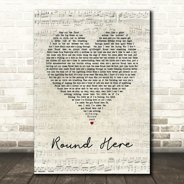 Counting Crows Round Here Script Heart Song Lyric Art Print