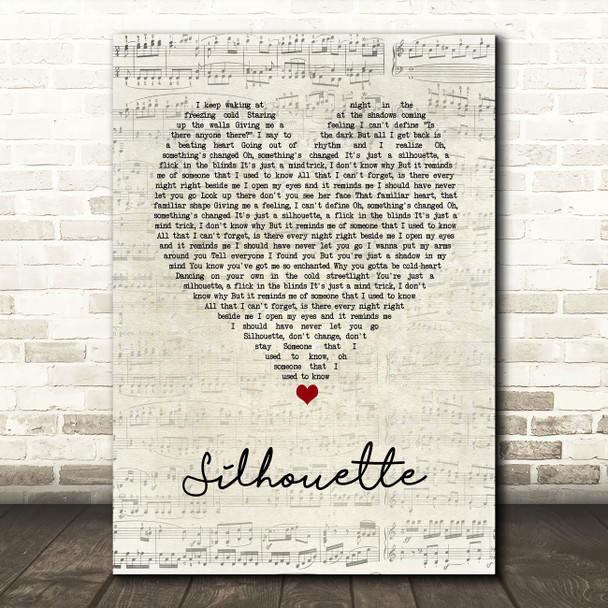 Tom Odell Silhouette Script Heart Song Lyric Art Print