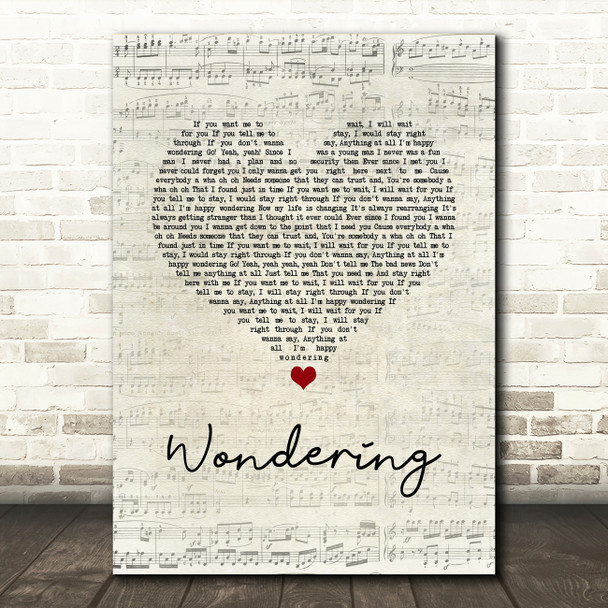 Good Charlotte Wondering Script Heart Song Lyric Art Print